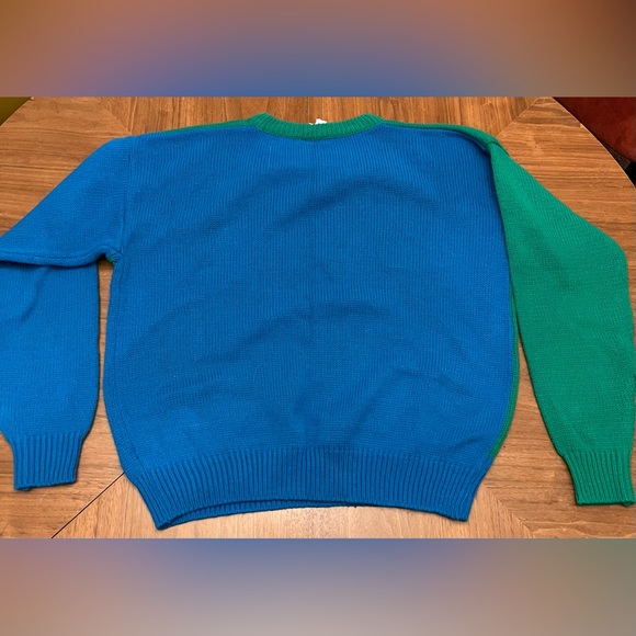 Vintage RARE Disney Green/Blue Colorblock Mickey Minnie Acrylic Sweater - Picture 7 of 9